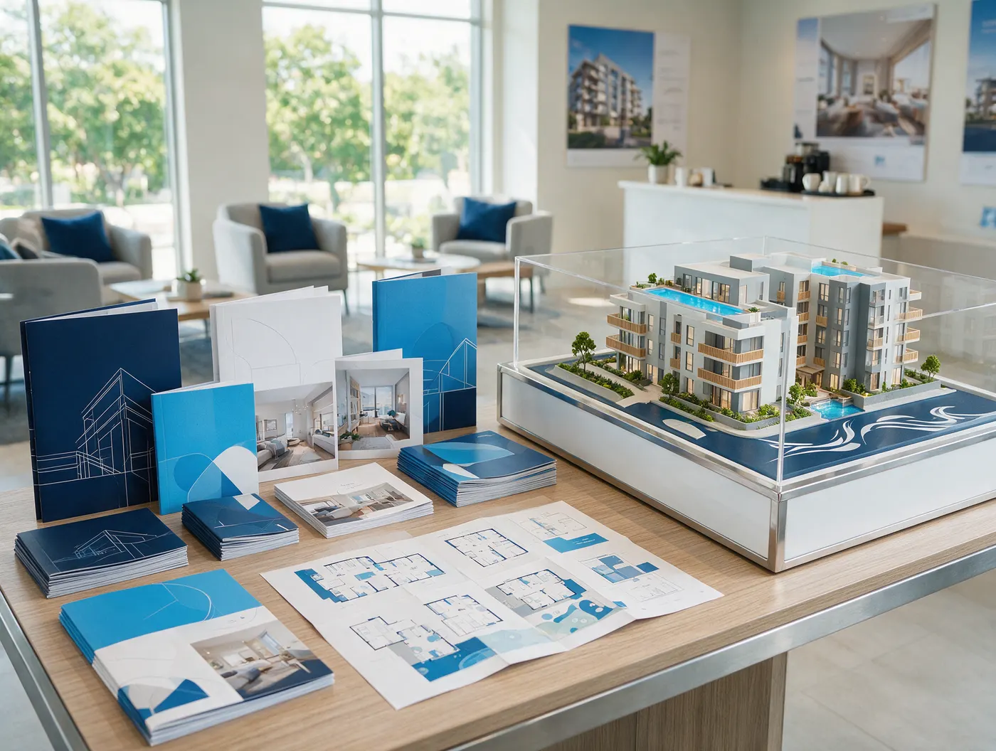 Sala de ventas: material impreso para Constructoras